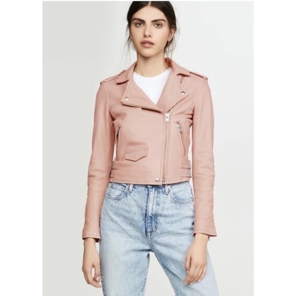 IRO Jacket Ashville Moto Leather in Mauve Pink